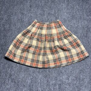 Vintage Glenbrook Pleated Plaid Wool Blend Mini Skirt Women's Tan Red Gray